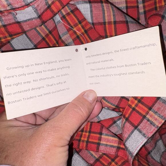 Boston Traders Flannel Shirt Red Plaid Button Down 100% Cotton Men’s Small NWT - Picture 6 of 9